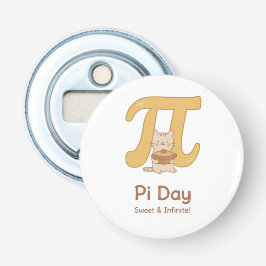 Funny Pi Day Animal with Pie – Math Lover Gift Button Flesopener