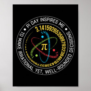 Funny Pi Day inspireert me Spiral Pi Teacher Poster