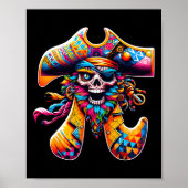 Funny Pi Day Pirate Pi Symbool Wiskunde Kleurrijke Poster (Voorkant)