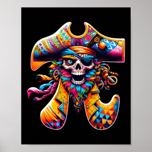 Funny Pi Day Pirate Pi Symbool Wiskunde Kleurrijke Poster