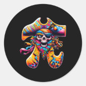 Funny Pi Day Pirate Pi Symbool Wiskunde Kleurrijke Ronde Sticker (Voorkant)