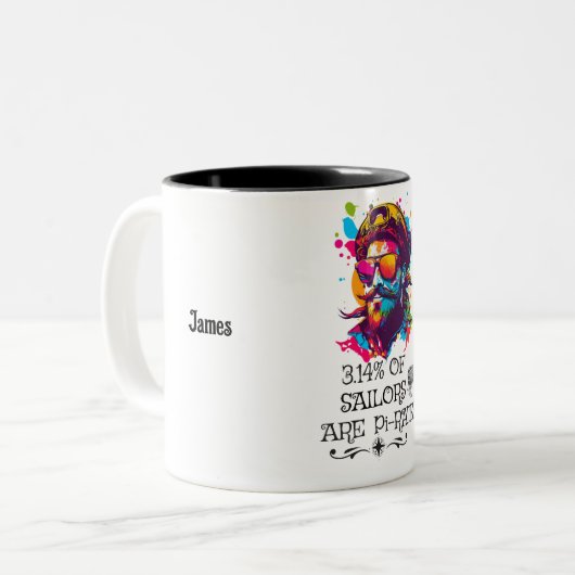 Funny Pi Day Wiskunde Geek Nerd Sailor Pirate Tweekleurige Koffiemok (Voorkant links)