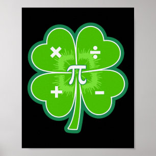 Funny Pi Day Wiskunde Patricks Day Luck Shamrock G Poster