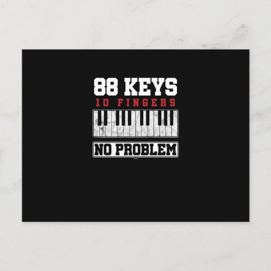 Funny Pianist 88 Keys 10 vingers Geen probleem Feestdagenkaart (Voorkant)