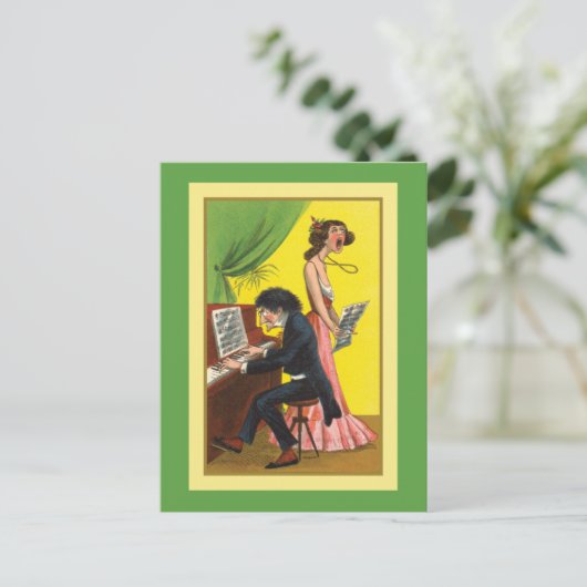 Funny Pianist en Singer Briefkaart (Staand voorkant)
