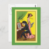 Funny Pianist en Singer Briefkaart (Voorkant / Achterkant)