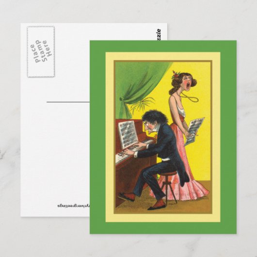 Funny Pianist en Singer Briefkaart (Voorkant / Achterkant)