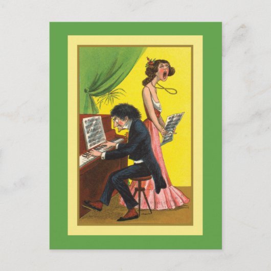 Funny Pianist en Singer Briefkaart (Voorkant)