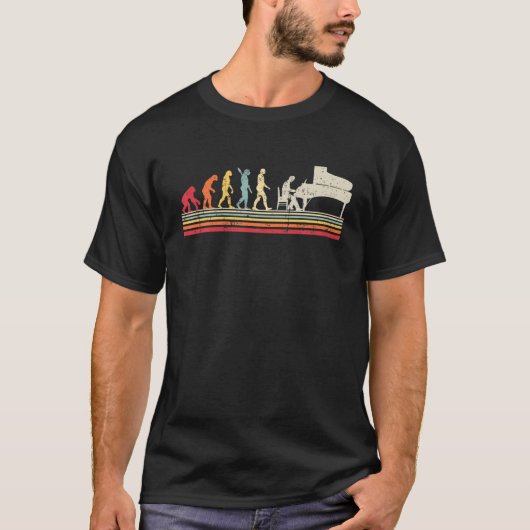 Funny Pianist Evolution of Man Retro Women T-shirt (Voorkant)