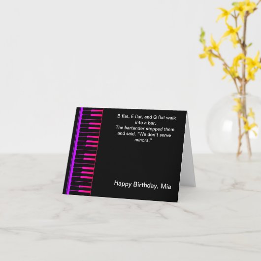 Funny Piano Joke Birthday Kaart (Gele Bloem)