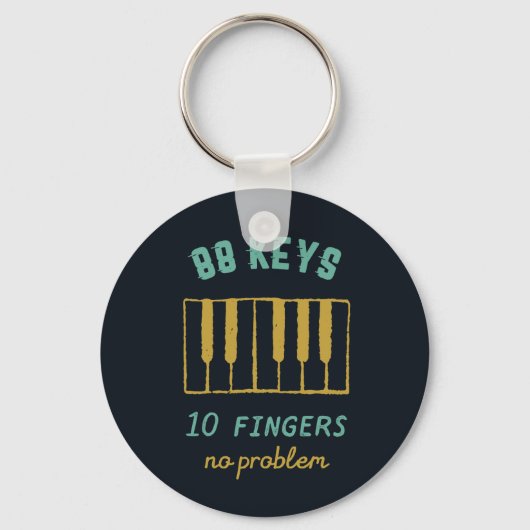 Funny Piano Player Pianist 88 Keys No Problem Sleutelhanger (Voorkant)