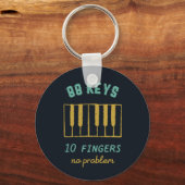 Funny Piano Player Pianist 88 Keys No Problem Sleutelhanger (Voorkant)