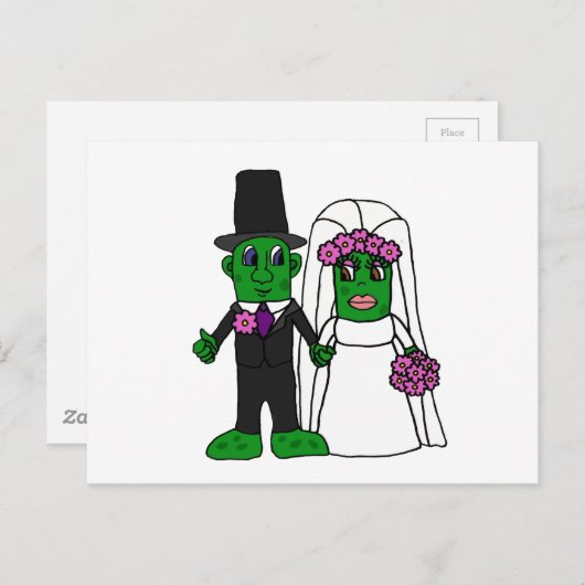 Funny Pickle Bride en Groom Wedding Art Briefkaart (Voorkant / Achterkant)