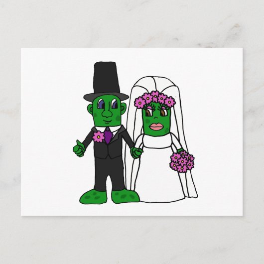 Funny Pickle Bride en Groom Wedding Art Briefkaart (Voorkant)