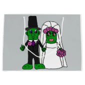 Funny Pickle Bride en Groom Wedding Cartoon Groot Cadeauzakje (Voorkant)