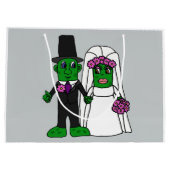 Funny Pickle Bride en Groom Wedding Cartoon Groot Cadeauzakje (Achterkant)