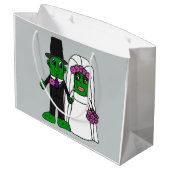 Funny Pickle Bride en Groom Wedding Cartoon Groot Cadeauzakje (Achterkant Gekanteld)