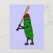 Funny Pickle-Cartoon bij het spelen van honkbal Briefkaart (Voorkant)