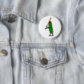Funny Pickle-Cartoon bij het spelen van honkbal Ronde Button 5,7 Cm (In situ)