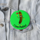 Funny Pickle Cartoon Ik hou van Pickles Button (In situ)