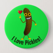 Funny Pickle Cartoon Ik hou van Pickles Button (Voorkant)