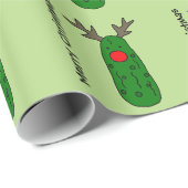 Funny Pickle-Cartoon voor kerstrendieren Cadeaupapier (Rol Hoek)