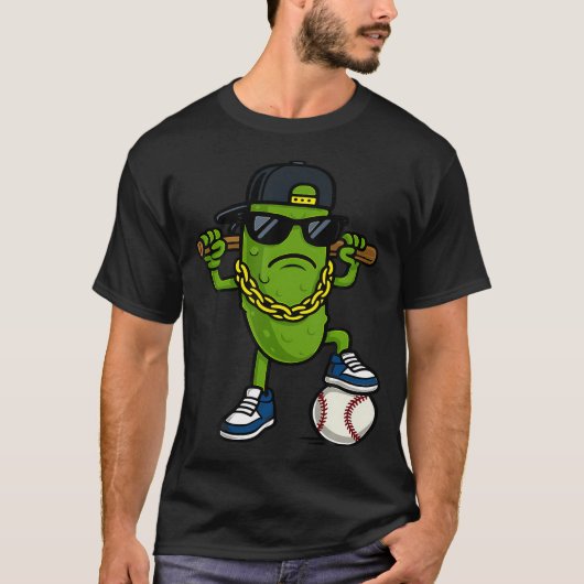 Funny Pickle Cucumber Wear Sunglasses Baseball Lov T-shirt (Voorkant)