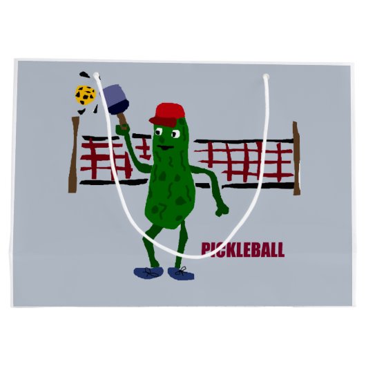 Funny Pickle die Pickleball Kunstontwerp speelt Groot Cadeauzakje (Achterkant)