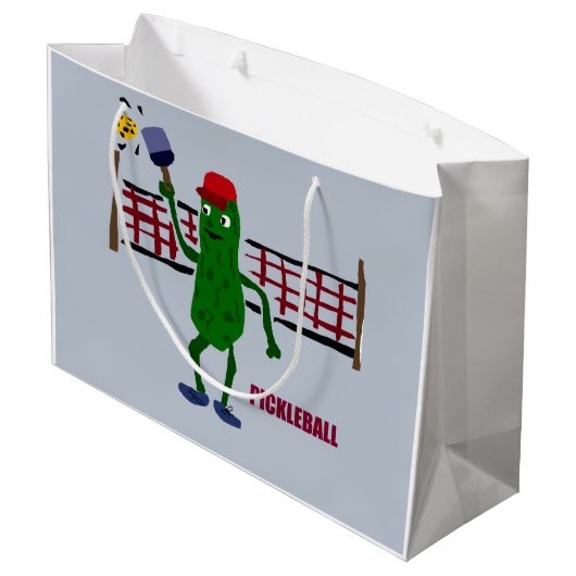 Funny Pickle die Pickleball Kunstontwerp speelt Groot Cadeauzakje (Achterkant Gekanteld)