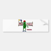 Funny Pickle die Pickleball speelt met Net Art Bumpersticker (Voorkant)
