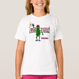 Funny Pickle die Pickleball speelt met Net Art T-shirt