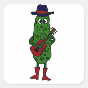 Funny Pickle die Red Guitar speelt Vierkante Sticker