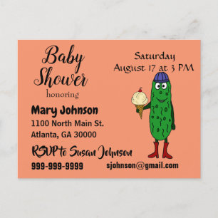 Funny Pickle eet Ice Cream Baby shower Uitnodiging Briefkaart