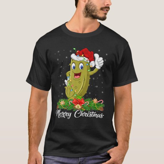 Funny Pickle Fruit Lover Matching Santa Hat Pickle T-shirt (Voorkant)