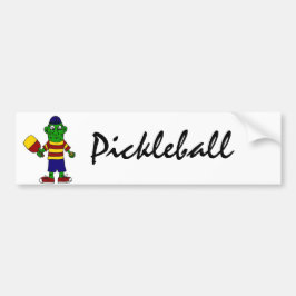 Funny Pickle Holding Pickleball Paddle en Ball Bumpersticker