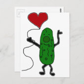 Funny Pickle houdt Red Heart-ballon Briefkaart (Voorkant / Achterkant)