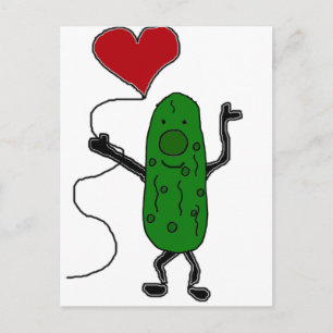 Funny Pickle houdt Red Heart-ballon Briefkaart