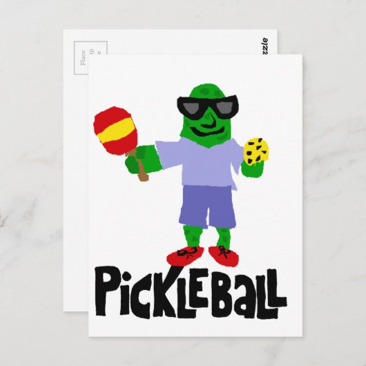 Funny Pickle met Pickleball Paddle Briefkaart (Voorkant / Achterkant)