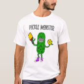 Funny Pickle Monster Pickleball Cartoon T-shirt (Voorkant)