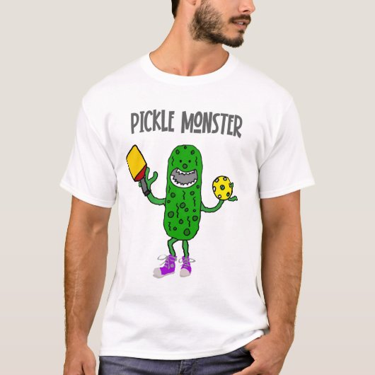 Funny Pickle Monster Pickleball Cartoon T-shirt (Voorkant)