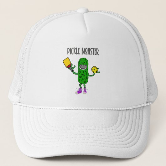 Funny Pickle Monster Pickleball Cartoon Trucker Pet (Voorkant)