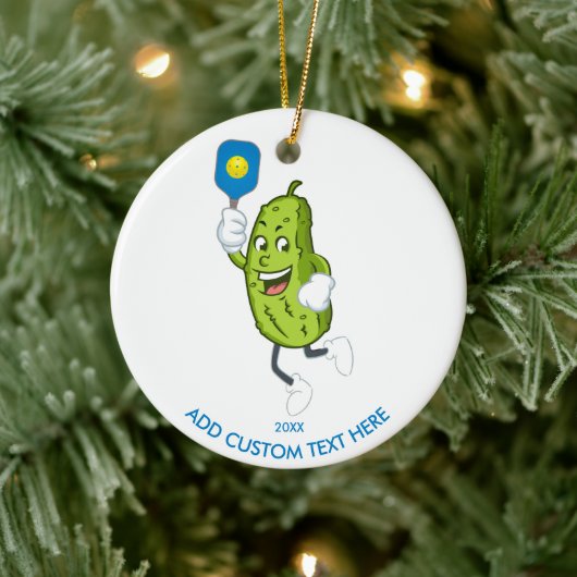 Funny PIckle Pickleball Aangepast jaar tekst Keramisch Ornament (Boom)
