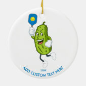 Funny PIckle Pickleball Aangepast jaar tekst Keramisch Ornament (Achterkant)