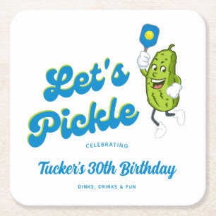 Funny Pickle Pickleball Custom Text Kartonnen Onderzetters