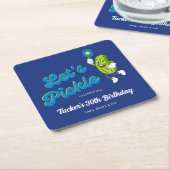 Funny Pickle Pickleball Custom Text Kartonnen Onderzetters (Schuin)