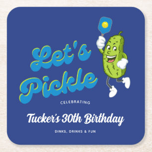 Funny Pickle Pickleball Custom Text Kartonnen Onderzetters
