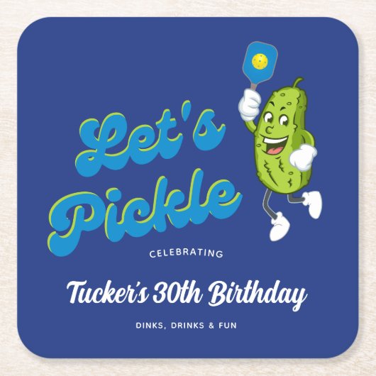 Funny Pickle Pickleball Custom Text Kartonnen Onderzetters (Voorkant)