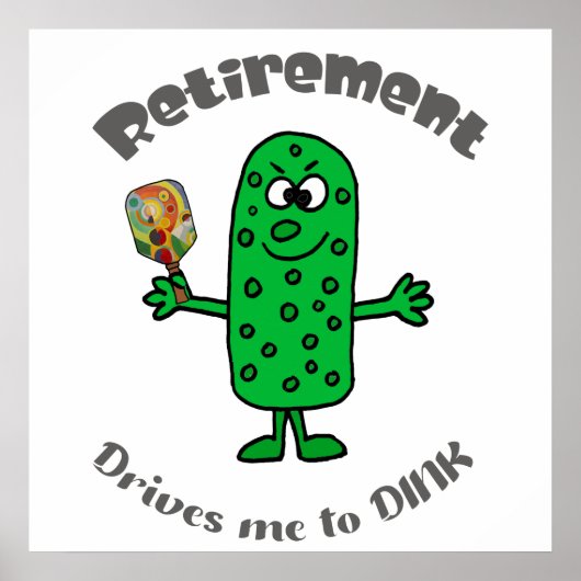 Funny Pickle Pickleball Player Retirement Cartoon Poster (Voorkant)