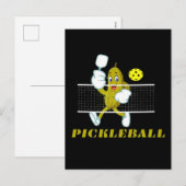 Funny Pickle Playing Pickleball  Feestdagenkaart (Voorkant / Achterkant)