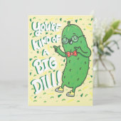 Funny Pickle Pun You’re Kind Of A Big Dill Cartoon Bedankkaart (Staand voorkant)